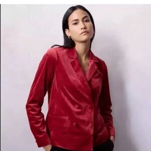 LC Lauren Conrad Red Velvet Blazer Size L
